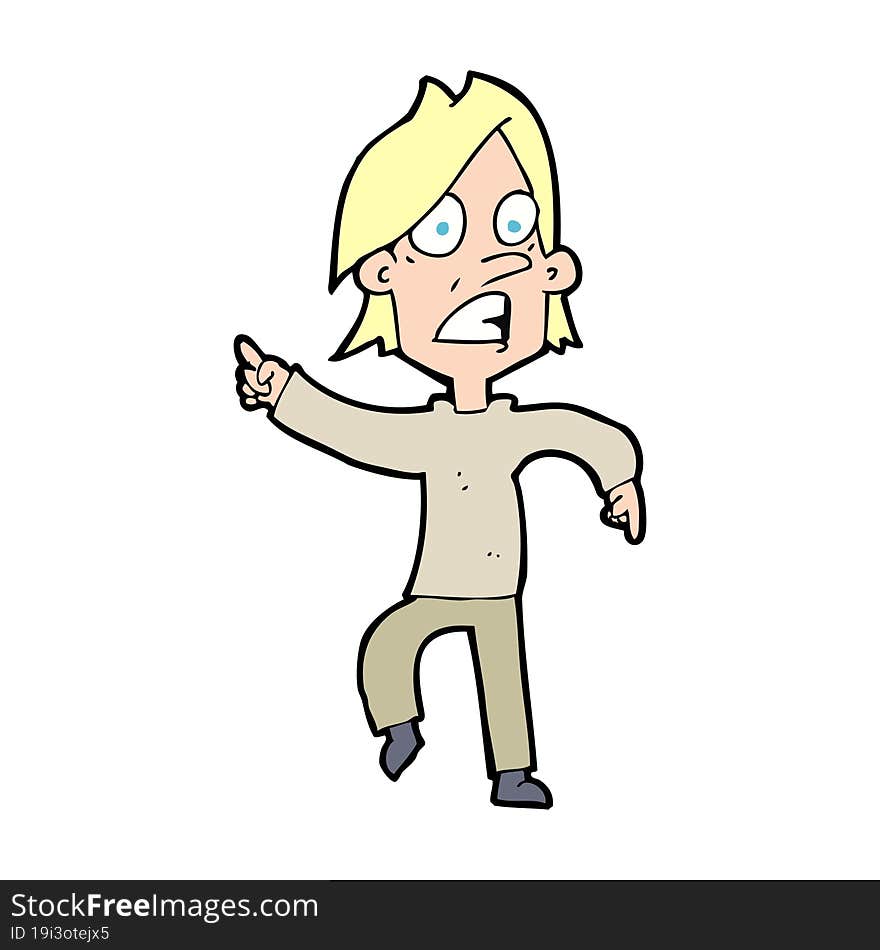 Cartoon Worried Man Pointing