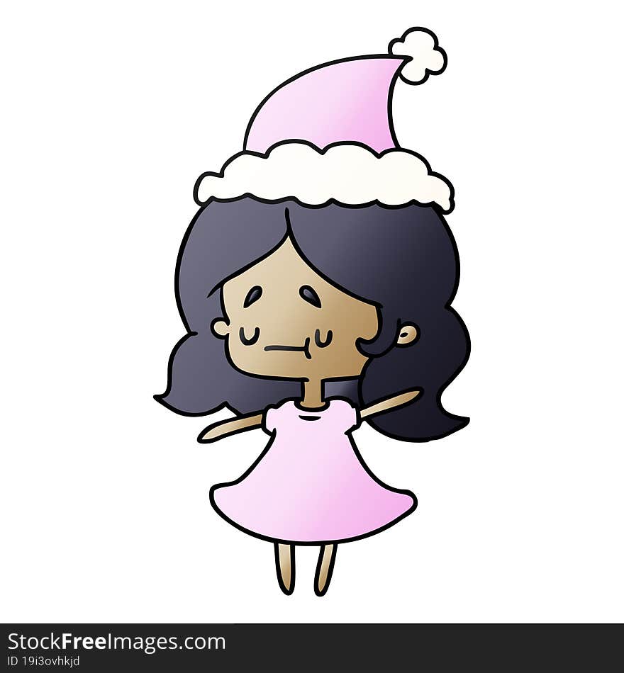 christmas gradient cartoon of kawaii girl