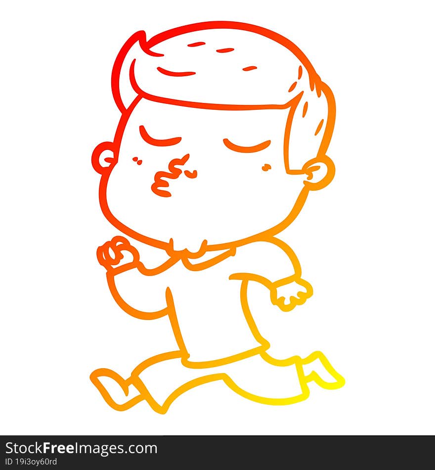 warm gradient line drawing cartoon model guy pouting