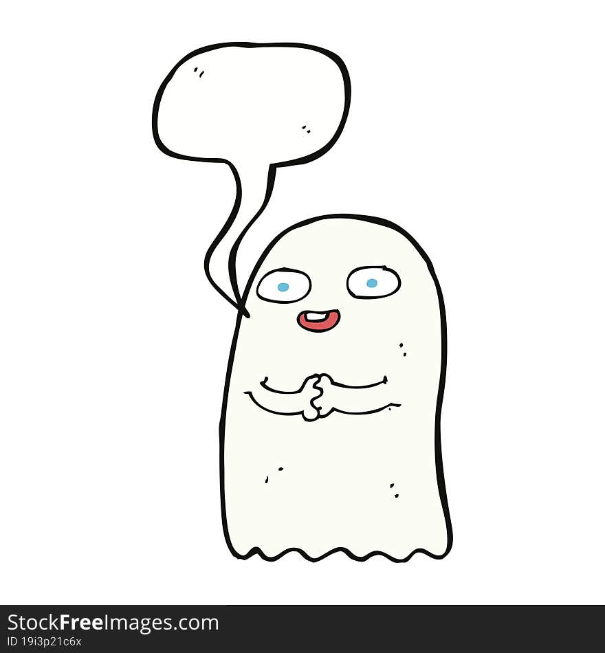 Funny Cartoon Ghost With Speech Bubble