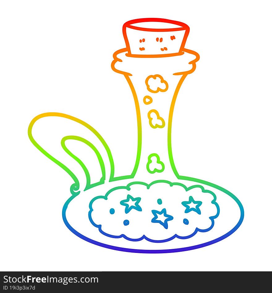 rainbow gradient line drawing cartoon magic potion