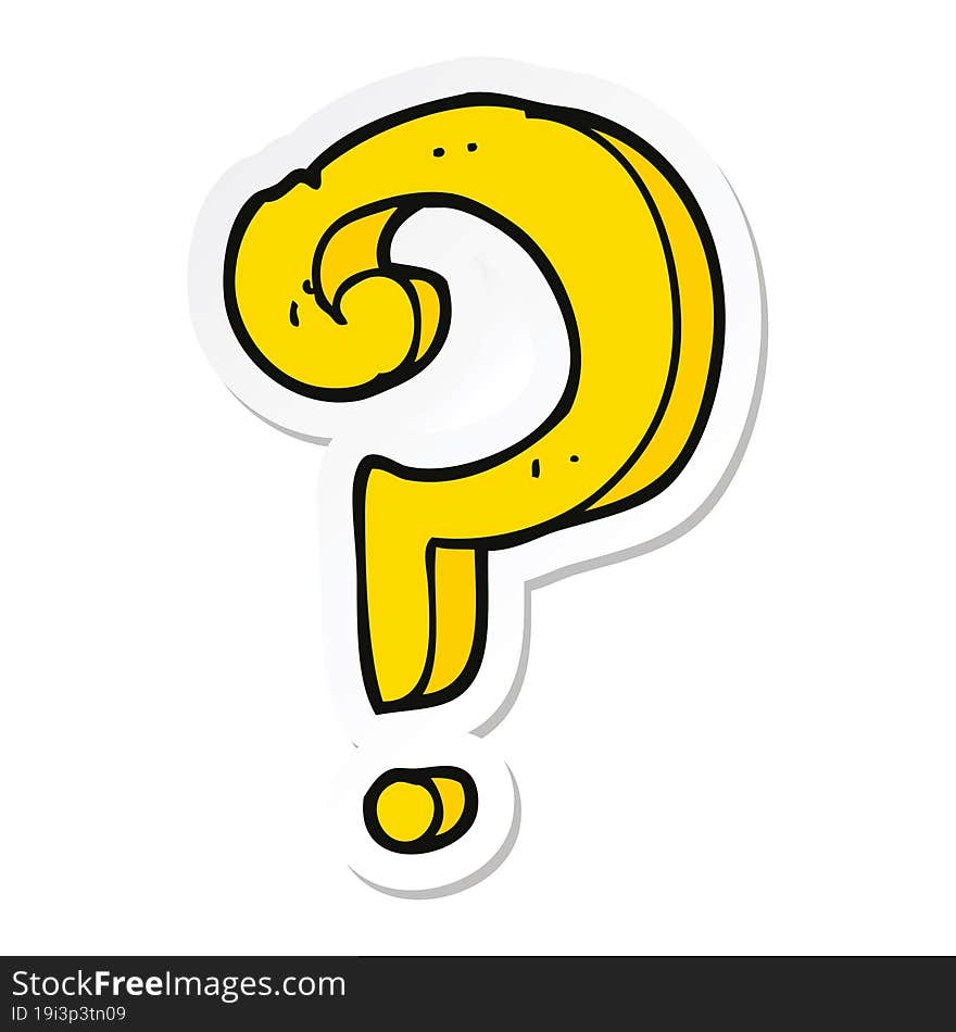 sticker of a cartoon question mark