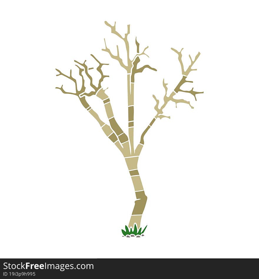 flat color style cartoon winter tree