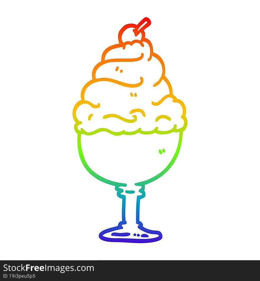 rainbow gradient line drawing cartoon ice cream