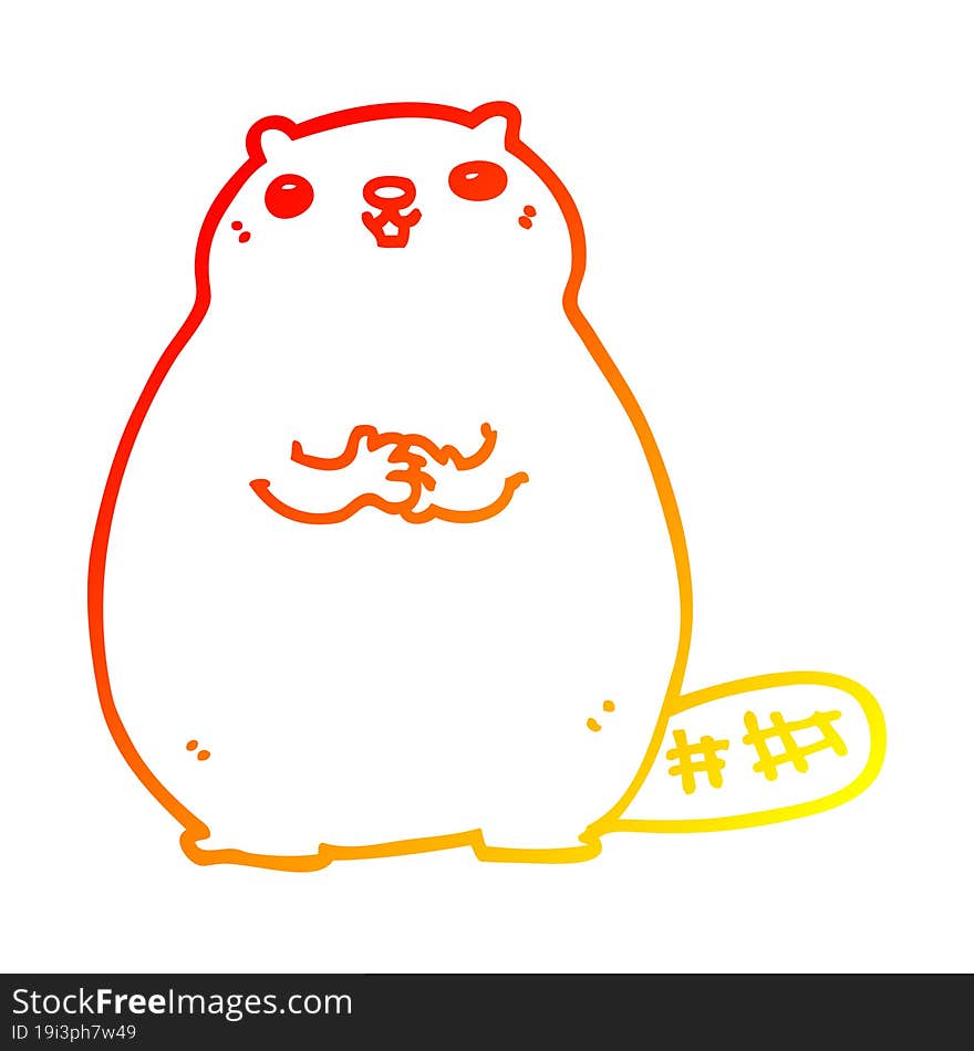 warm gradient line drawing cartoon beaver