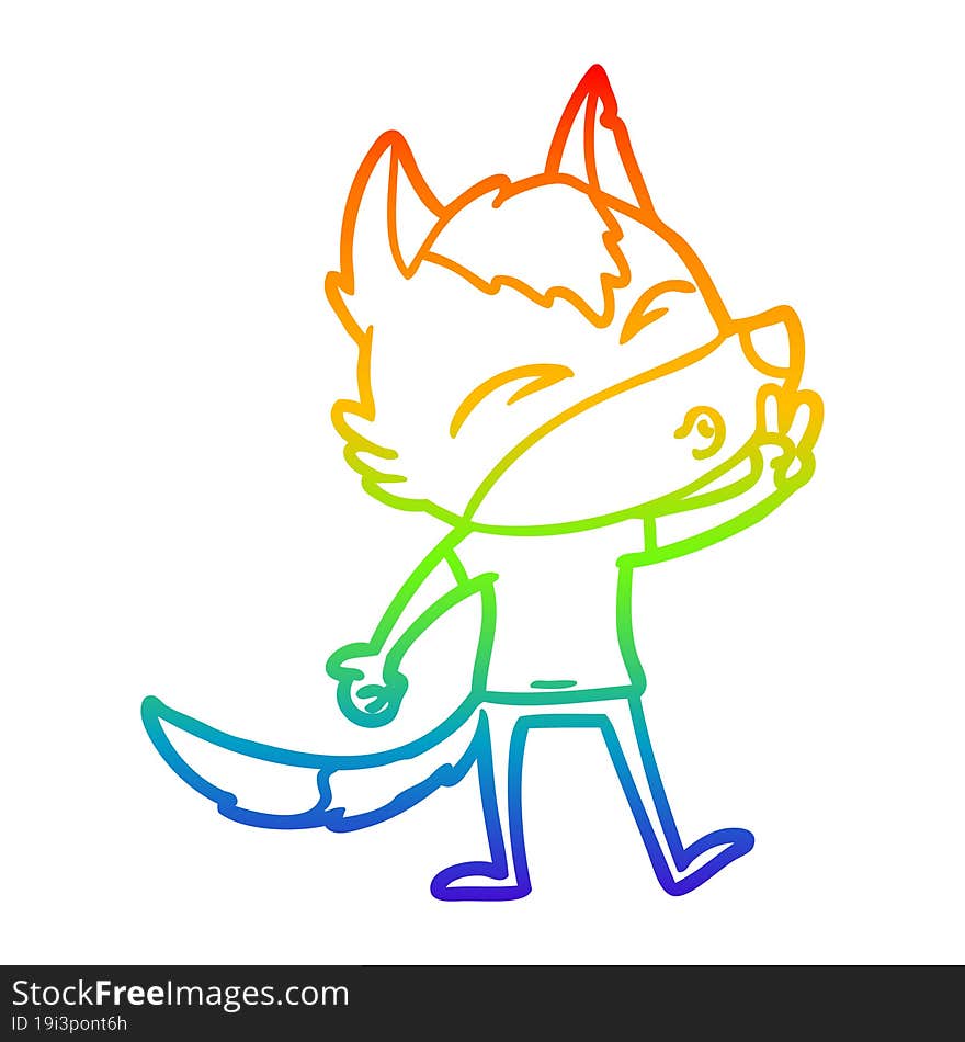 rainbow gradient line drawing cartoon wolf whistling