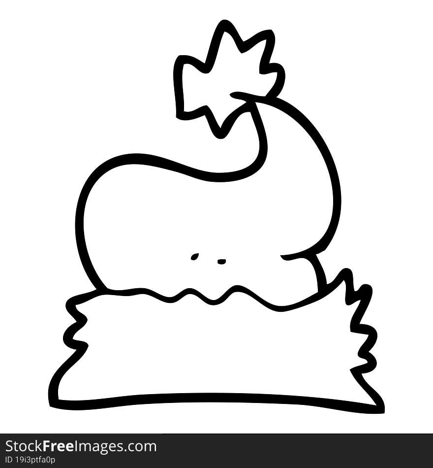 black and white cartoon christmas hat