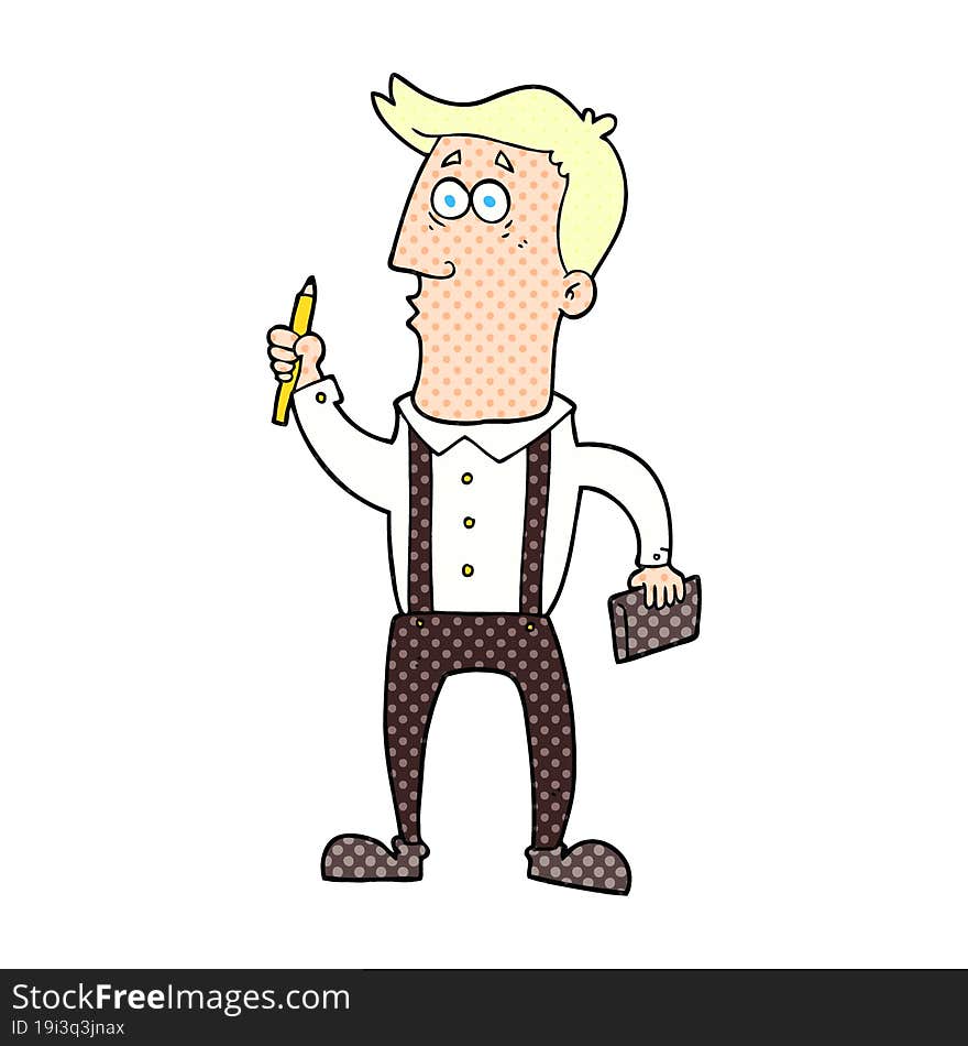 cartoon man with notebook