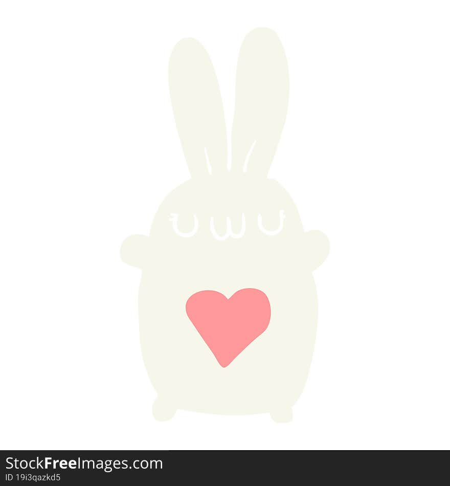 cute flat color style cartoon rabbit with love heart