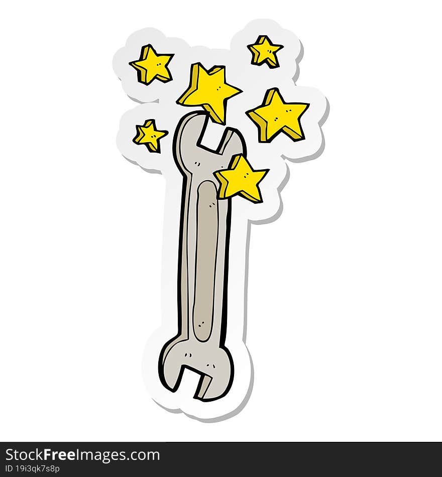 sticker of a cartoon spanner