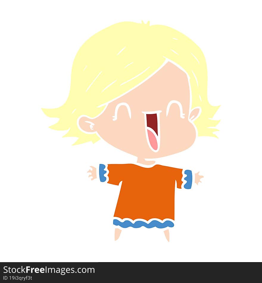 flat color style cartoon happy woman