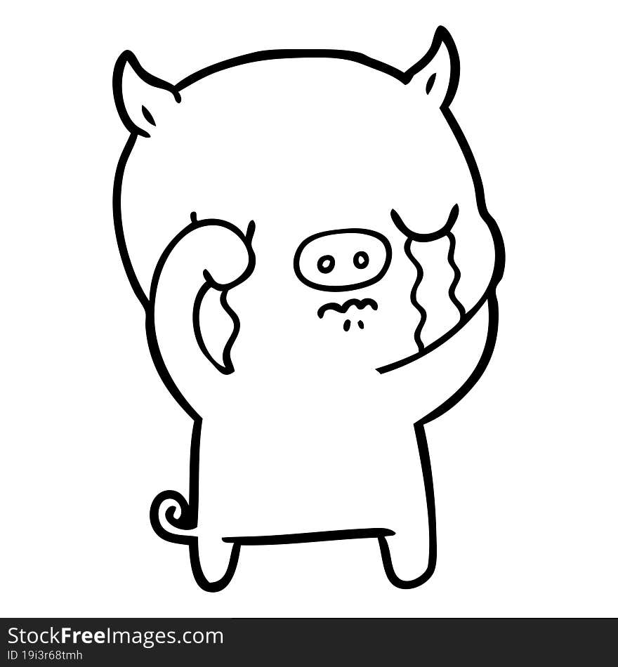 cartoon pig crying. cartoon pig crying