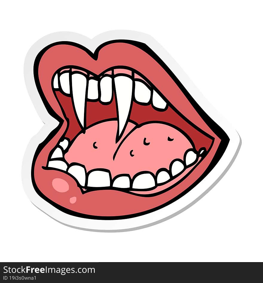 sticker of a cartoon vampire mouth