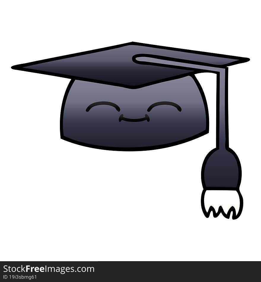 gradient shaded cartoon of a graduation hat