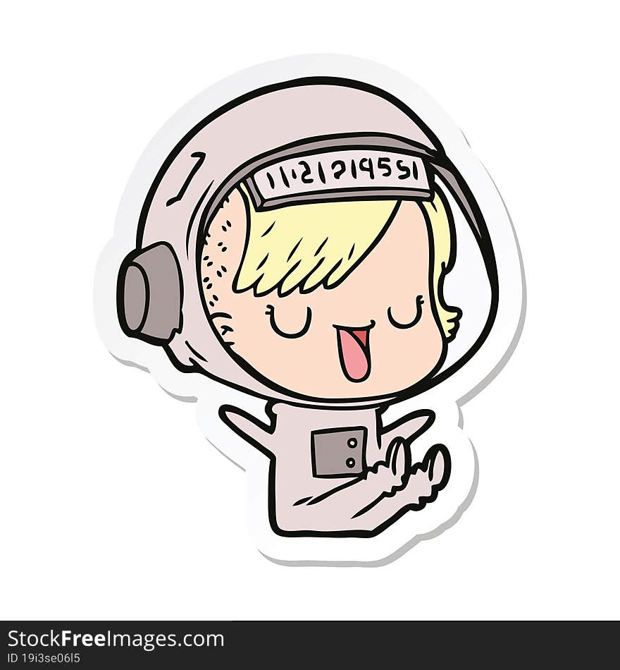 sticker of a cartoon astronaut woman