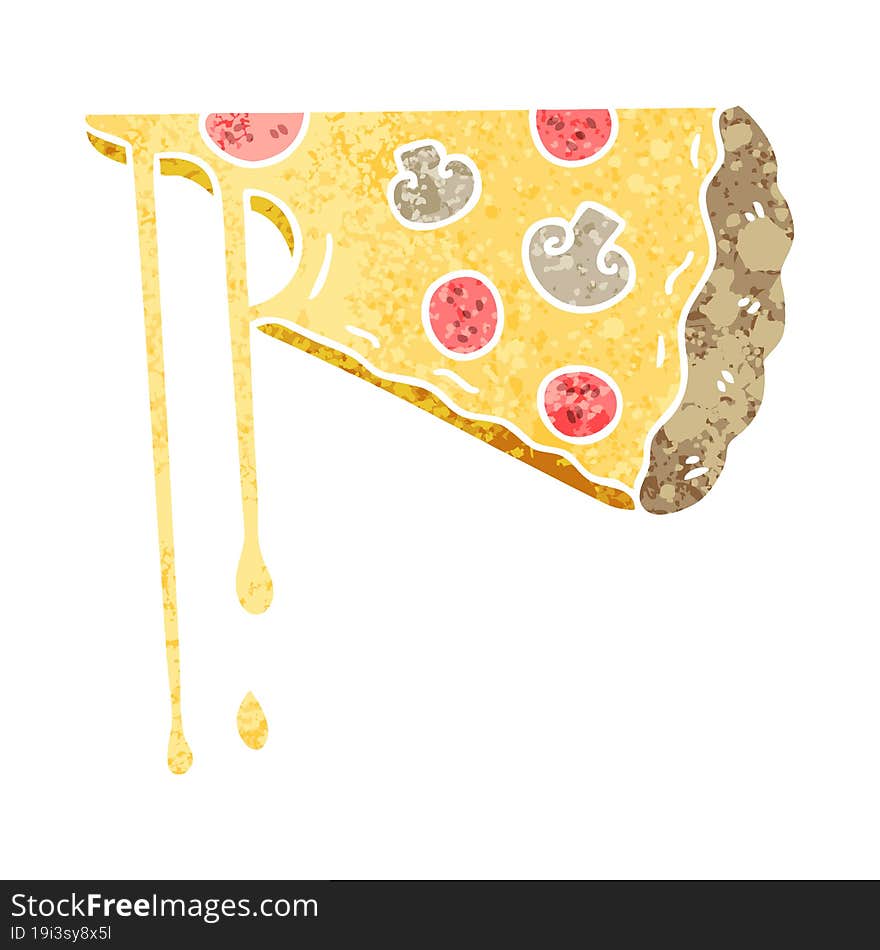 quirky retro illustration style cartoon cheesy pizza