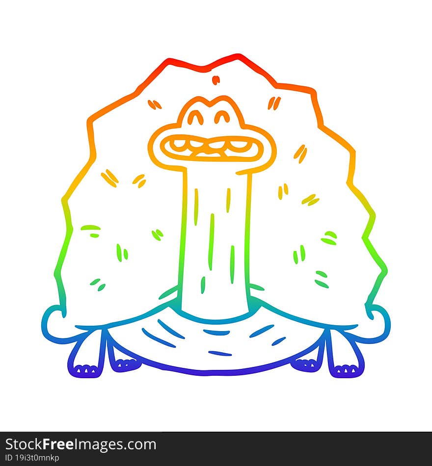 rainbow gradient line drawing funny cartoon turtle