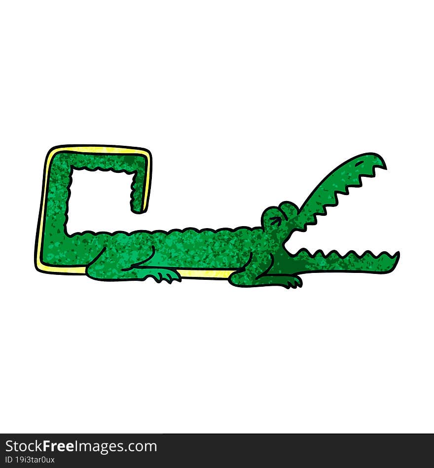 quirky hand drawn cartoon crocodile