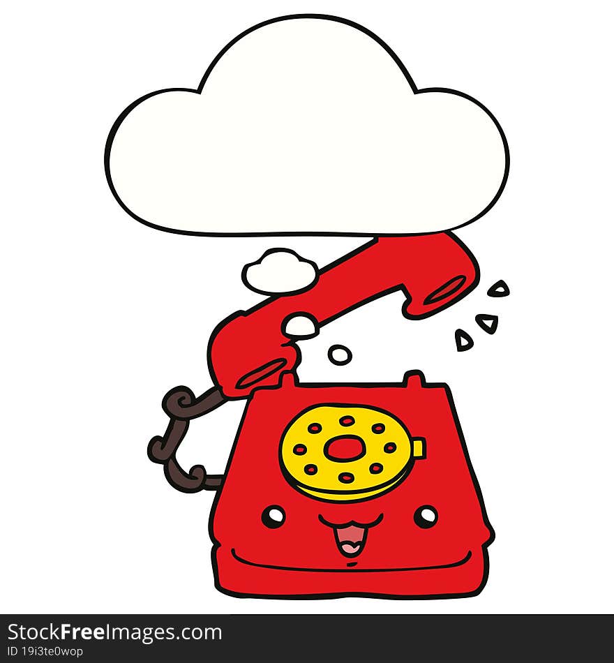 Cute Cartoon Telephone And Thought Bubble