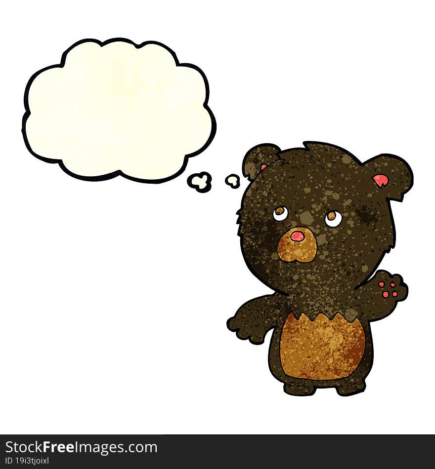 Cartoon Black Teddy Bear With Thought Bubble