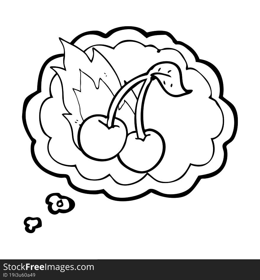 thought bubble cartoon flaming cherries