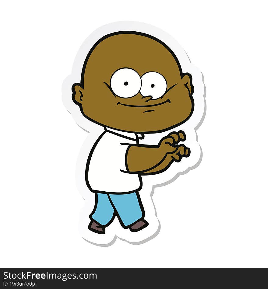 sticker of a cartoon bald man staring