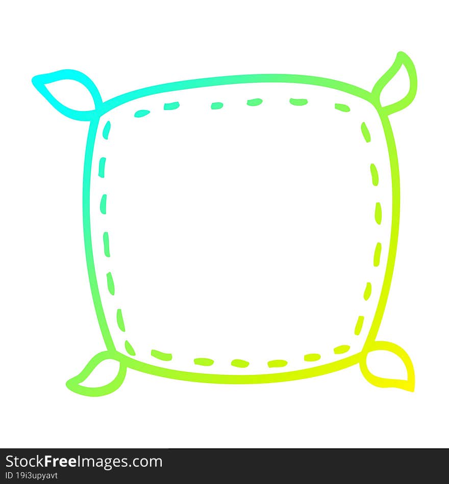 cold gradient line drawing of a cartoon plain cushion