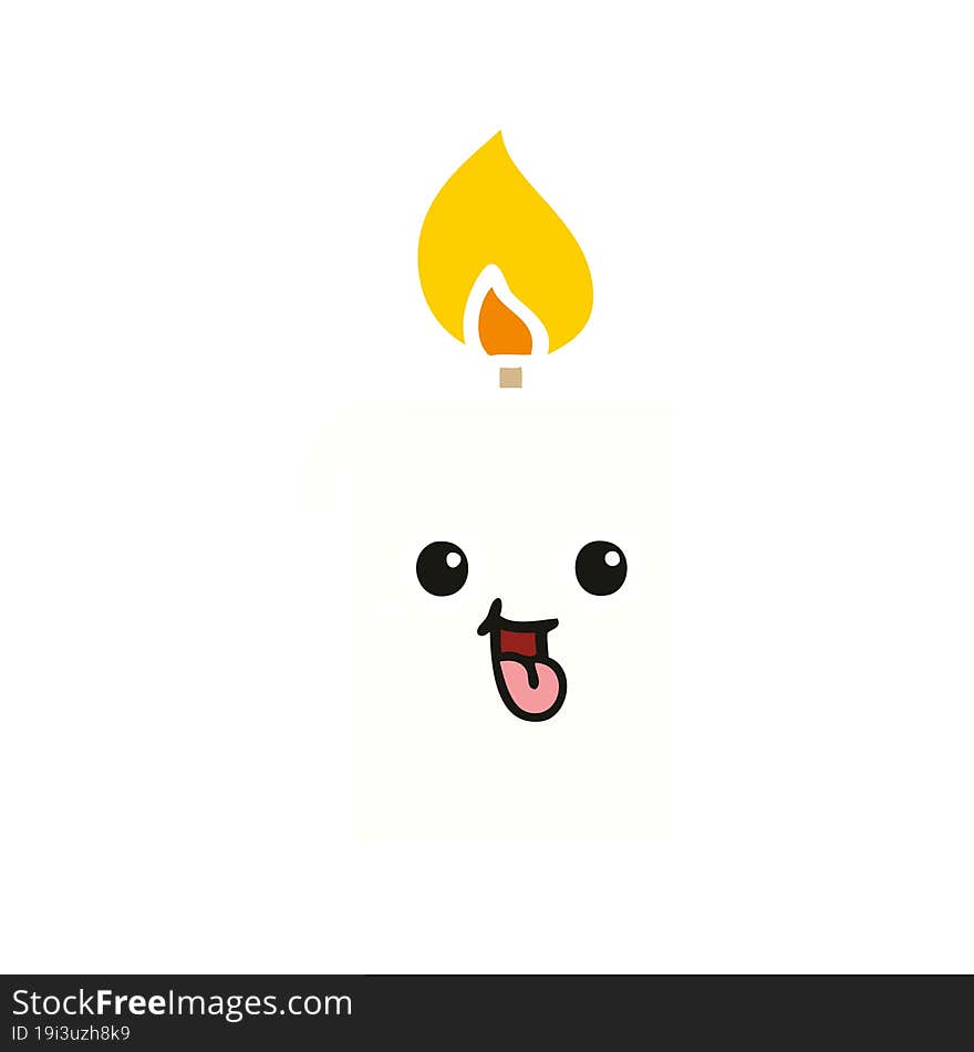 flat color retro cartoon of a lit candle