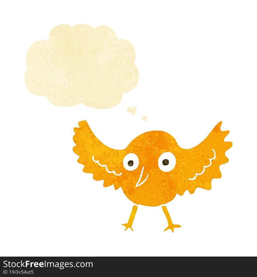 cartoon bird with thought bubble