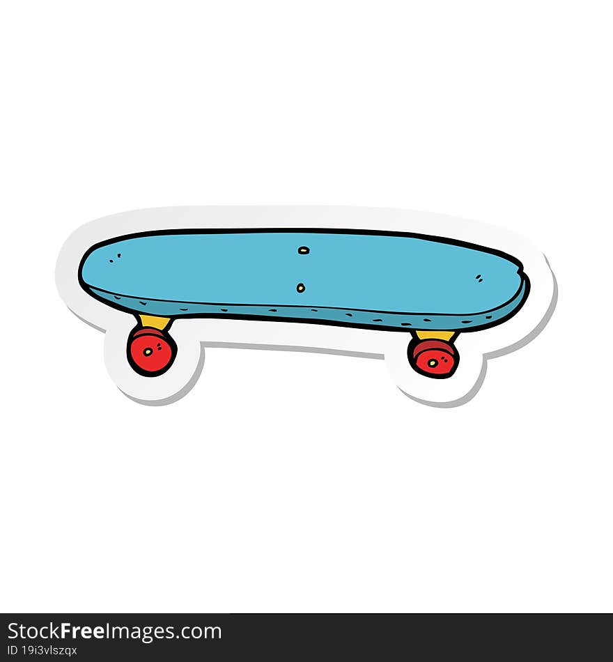 Sticker Of A Cartoon Skateboard