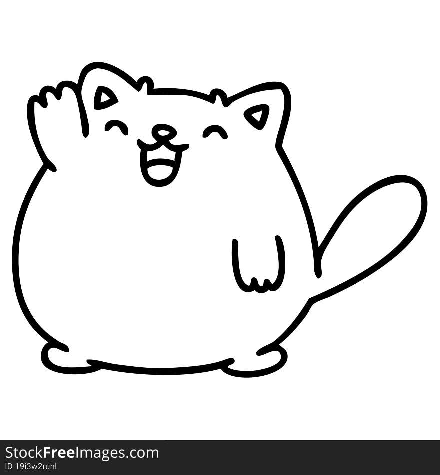 cute cartoon cat waving