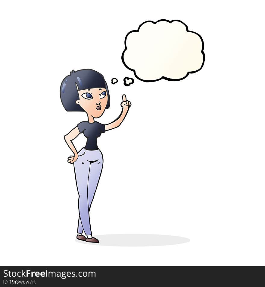 Thought Bubble Cartoon Woman Asking Question