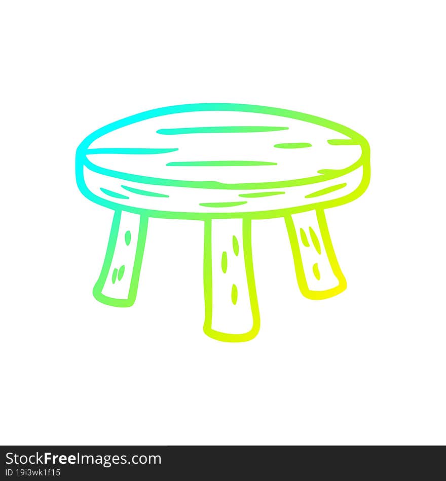 Cold Gradient Line Drawing Small Wooden Stool