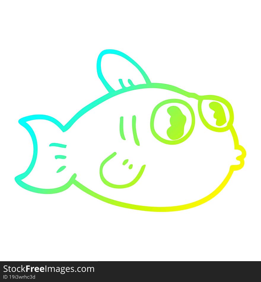 cold gradient line drawing cartoon fish