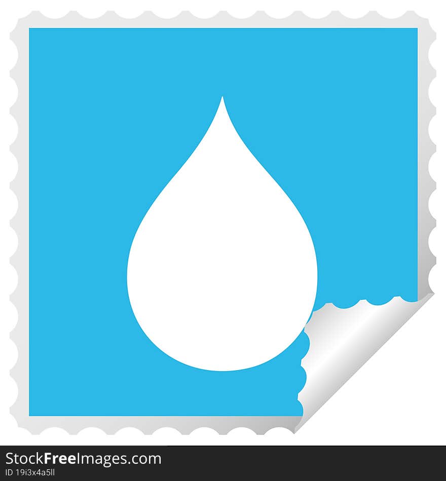 square peeling sticker quirky cartoon rain drop. square peeling sticker quirky cartoon rain drop