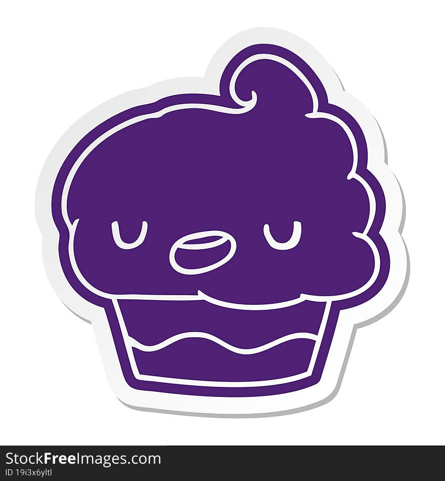 Cartoon Sticker Kawaii Of A Cute Cupcake