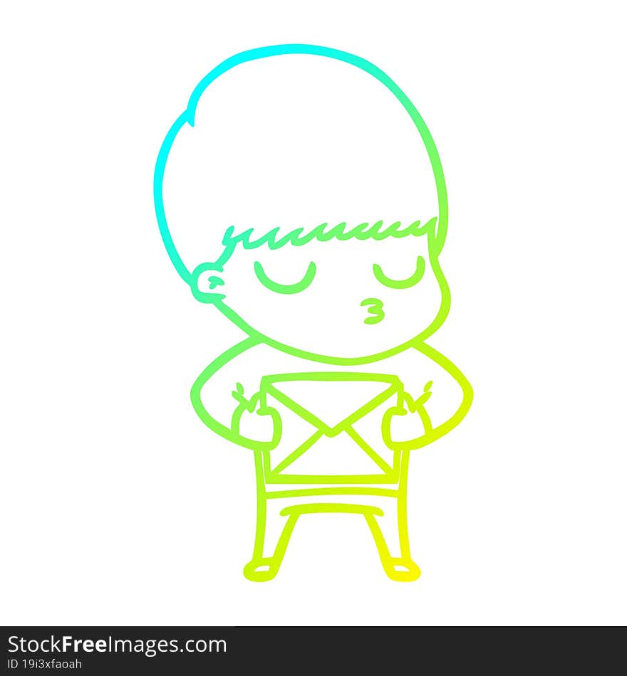 cold gradient line drawing cartoon calm boy