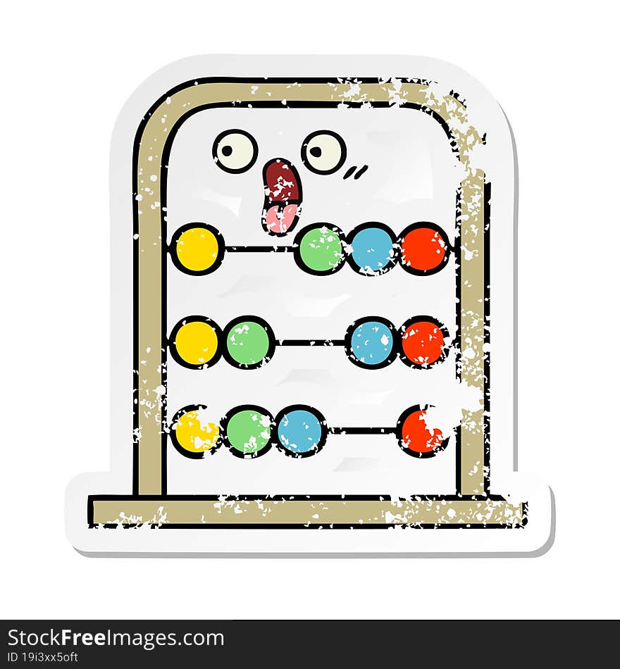 distressed sticker of a cute cartoon abacus