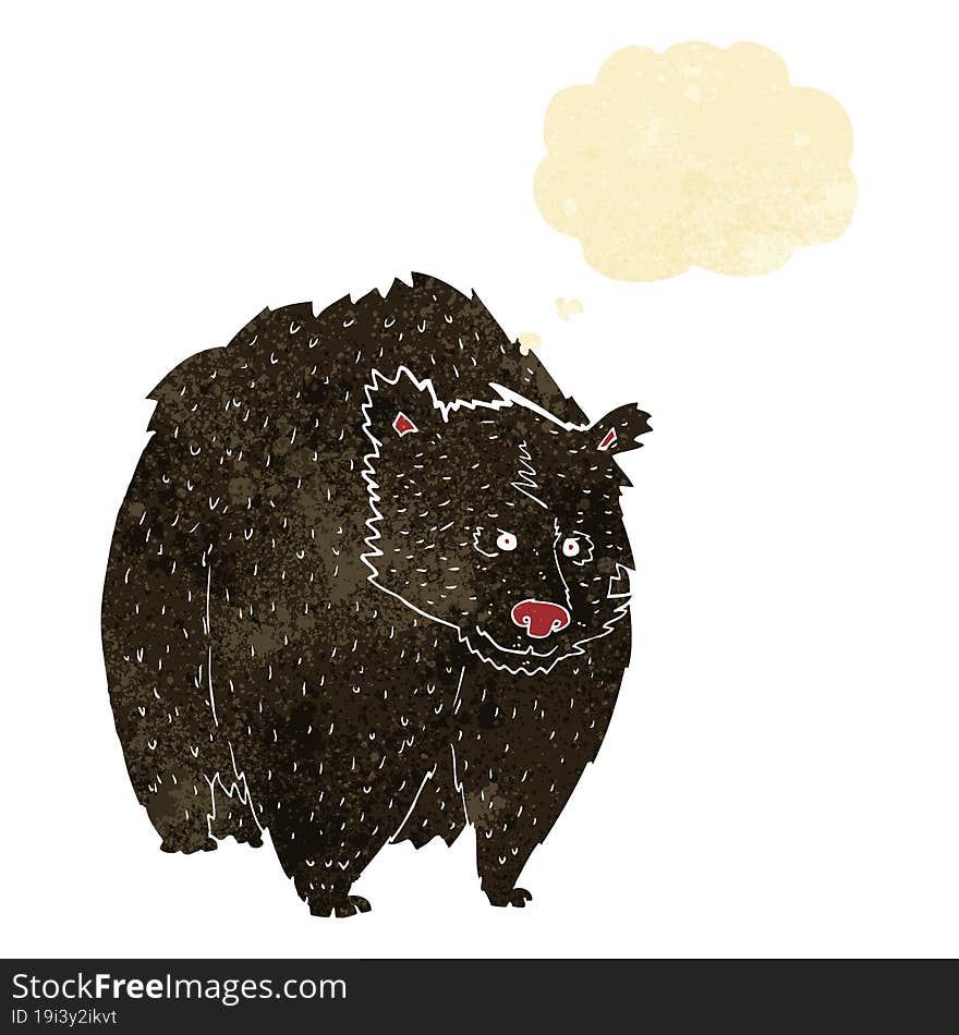 huge black bear cartoon with thought bubble