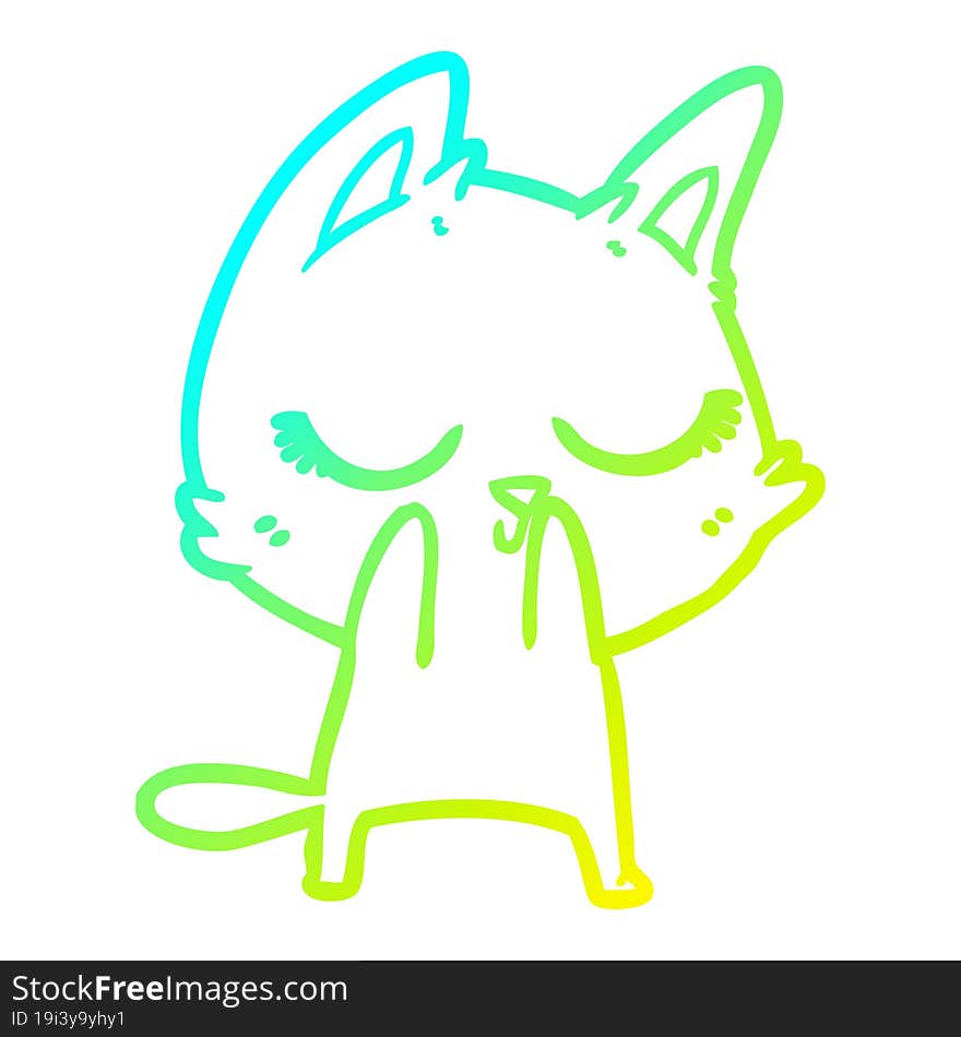 cold gradient line drawing calm cartoon cat