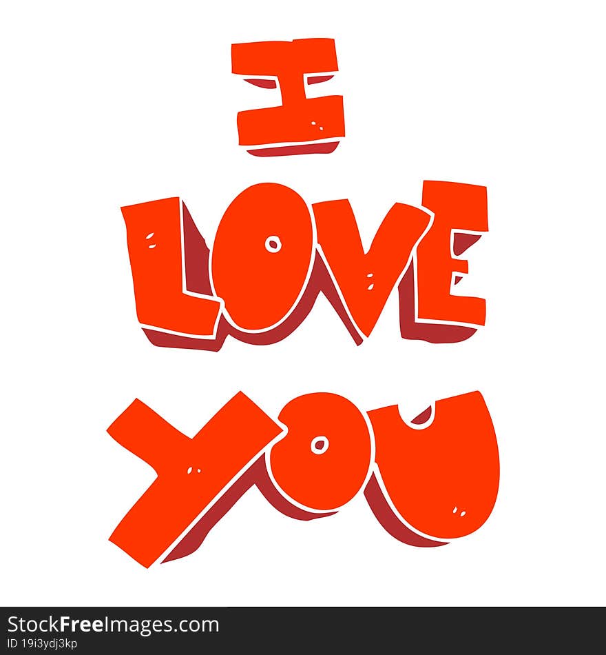 I love you flat color illustration of a cartoon symbol