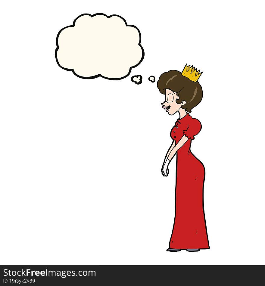 cartoon princess with thought bubble