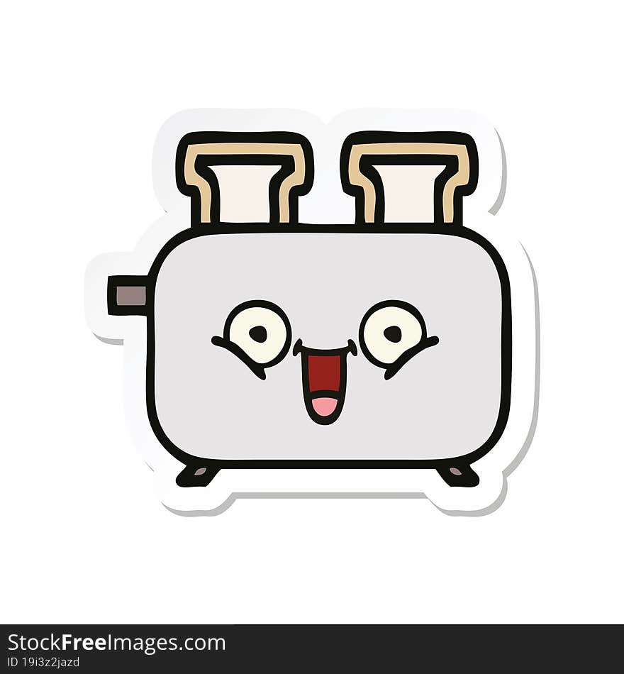 sticker of a cute cartoon of a toaster