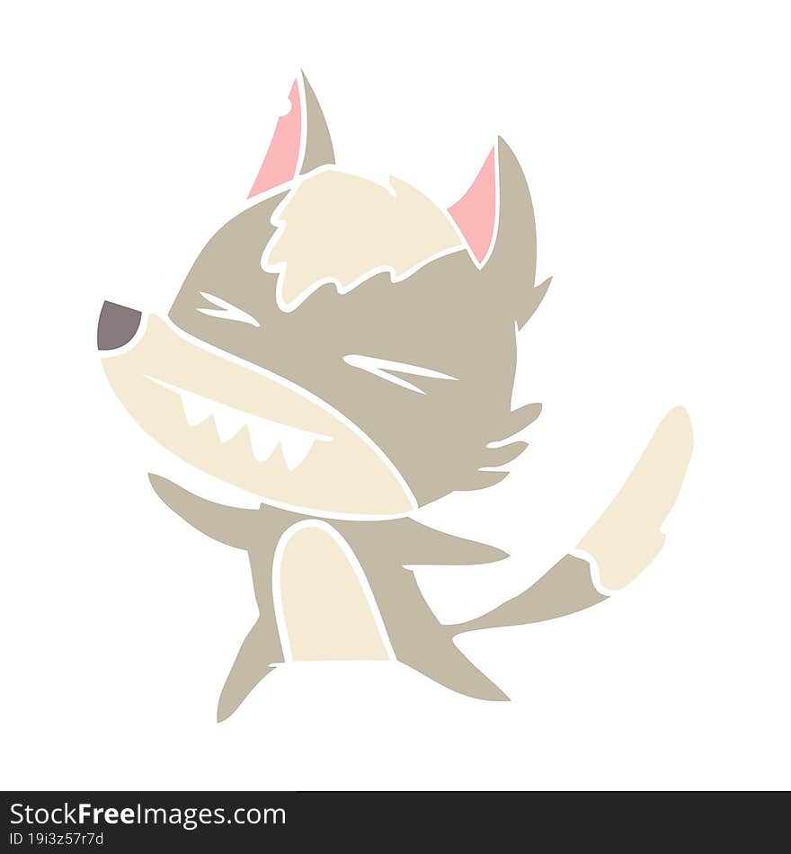 angry wolf flat color style cartoon