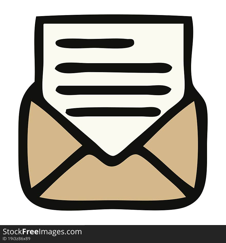 cute cartoon of a letter and envelope