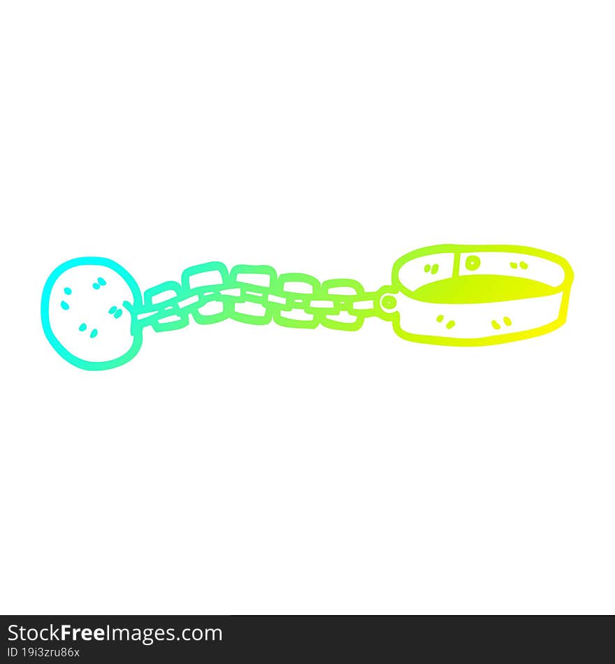 cold gradient line drawing cartoon ball and chain