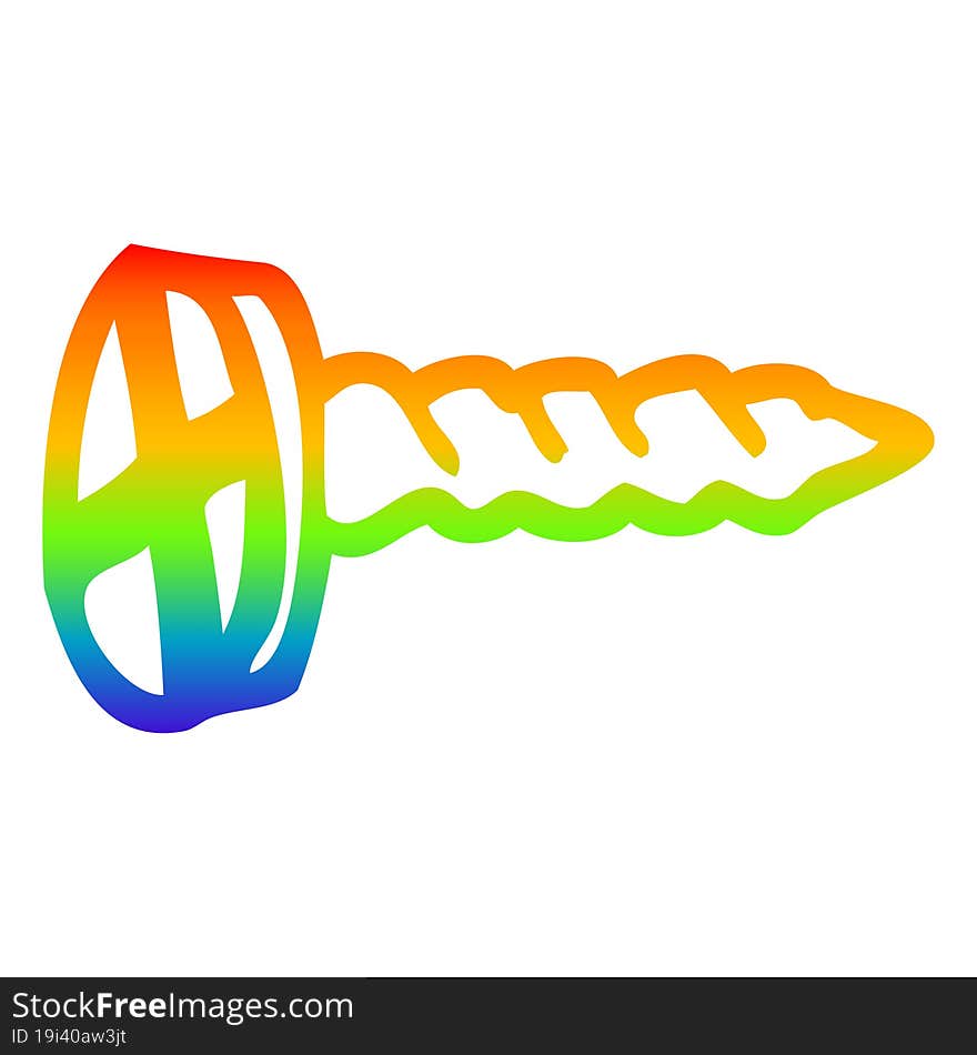 rainbow gradient line drawing cartoon screw