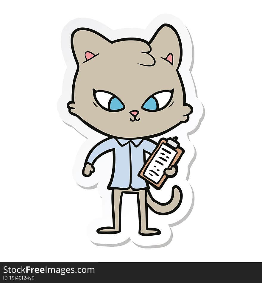 Sticker Of A Cute Cartoon Cat