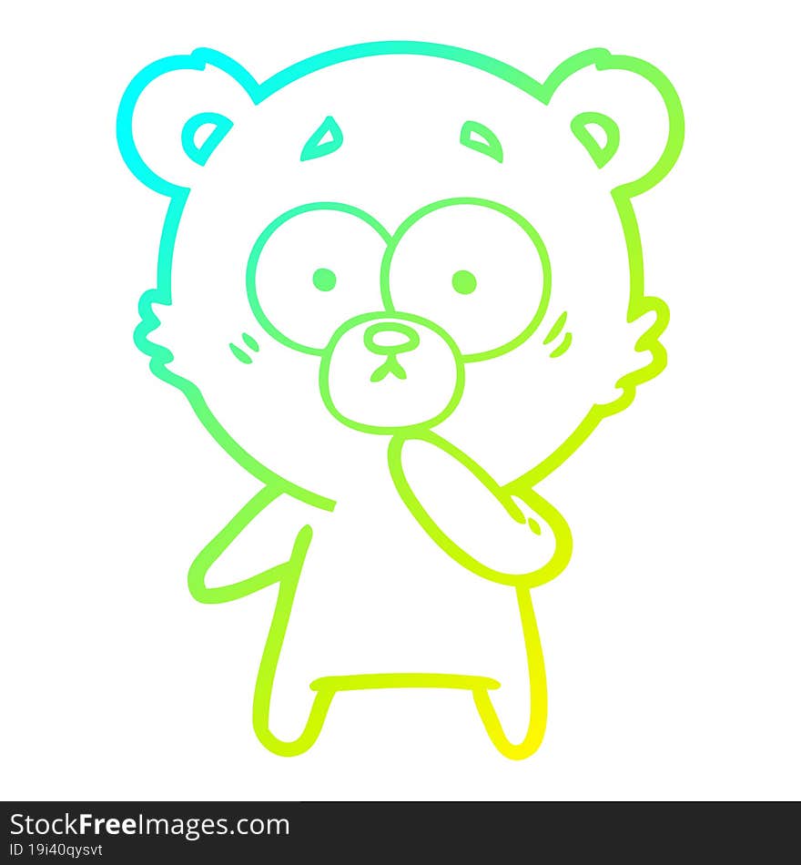 cold gradient line drawing nervous polar bear cartoon