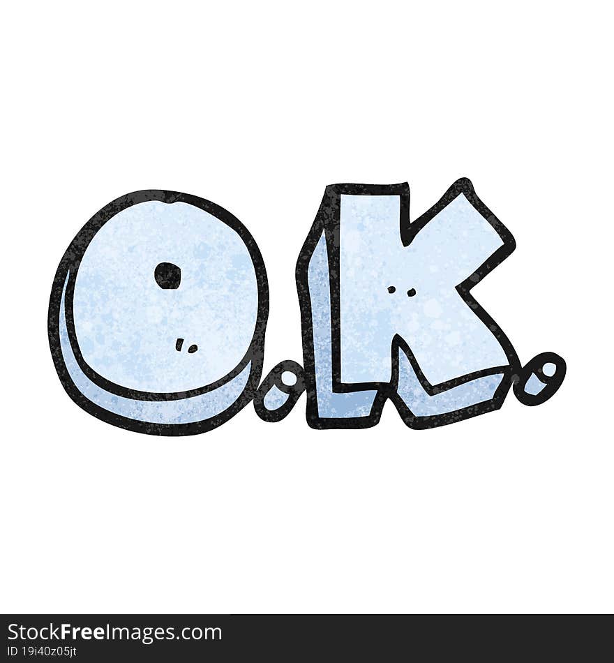 textured cartoon word OK